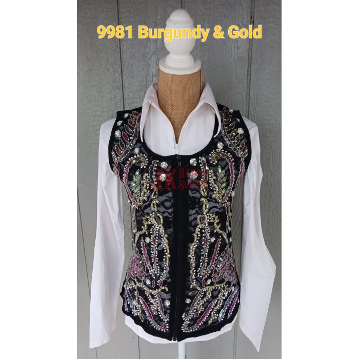RHC Ladies Western Lace & Gold & Rhinestones Show Vest #209981 - Image 3