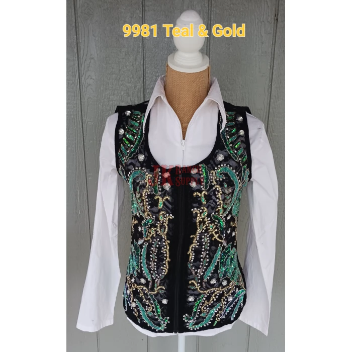 RHC Ladies Western Lace & Gold & Rhinestones Show Vest #209981 - Image 5