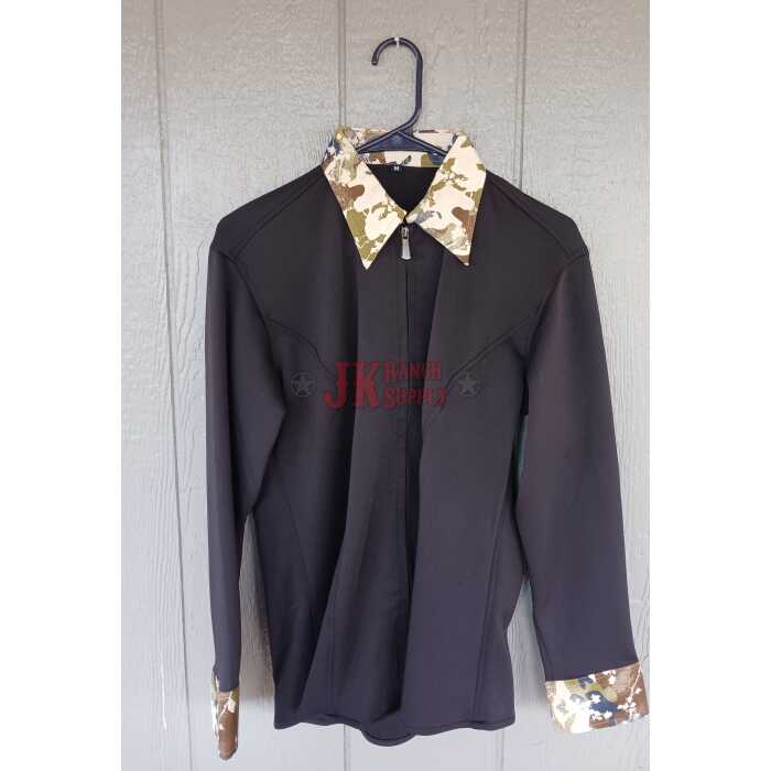 Ladies Lycra Contrasting Cuff & Collar Western Show Shirt - Image 2