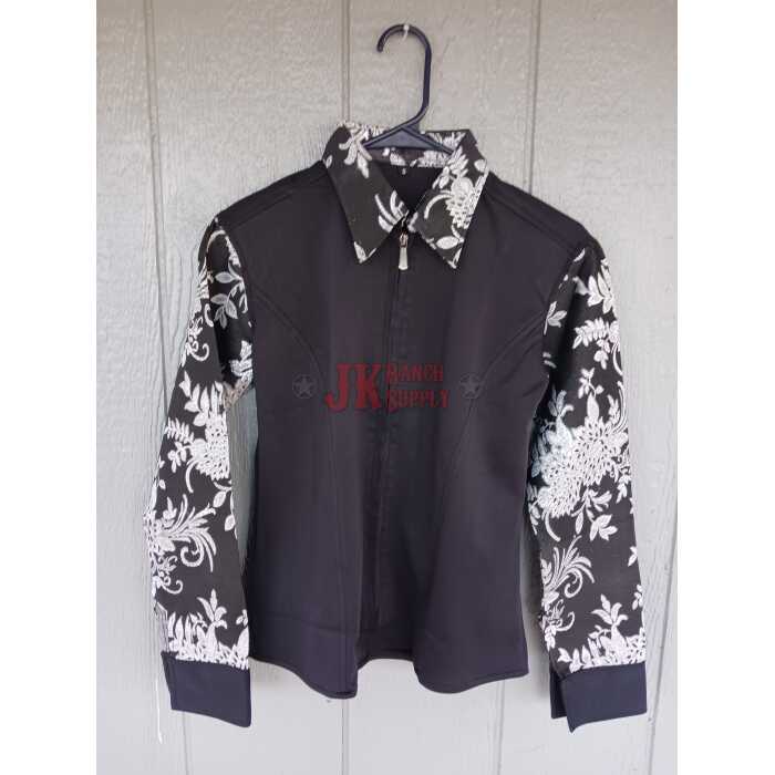 20230218_160811 Ladies Lycra Contrasting Cuff & Collar Western Show Shirt - Image 1