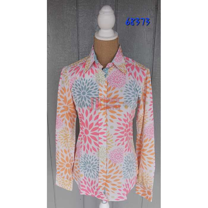 RHC Ladies Lightweight Mint & Peach Floral Western Show Shirt 68373 - Image 1