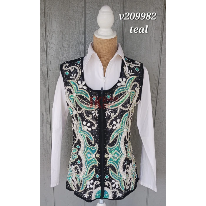 RHC Lace & Beading Ladies Western Show Vest V209982 - Image 3