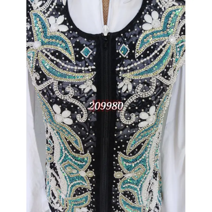 RHC Ladies Western Lace, Pearls, Rhinestones & Gold Show Vest Turquoise #209980 - Image 3