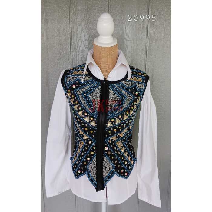RHC Ladies Western Black & Turquoise Embroidered Show Vest #9995 - Image 1