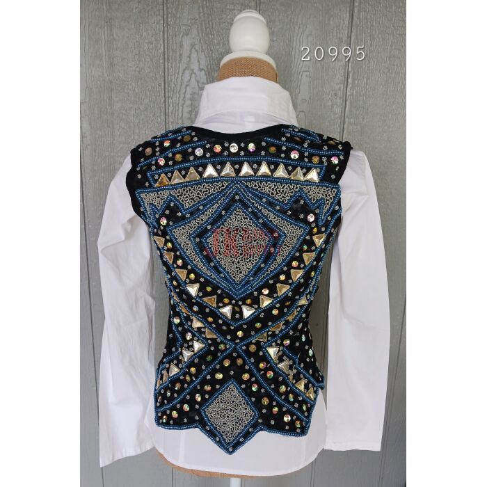 RHC Ladies Western Black & Turquoise Embroidered Show Vest #9995 - Image 2