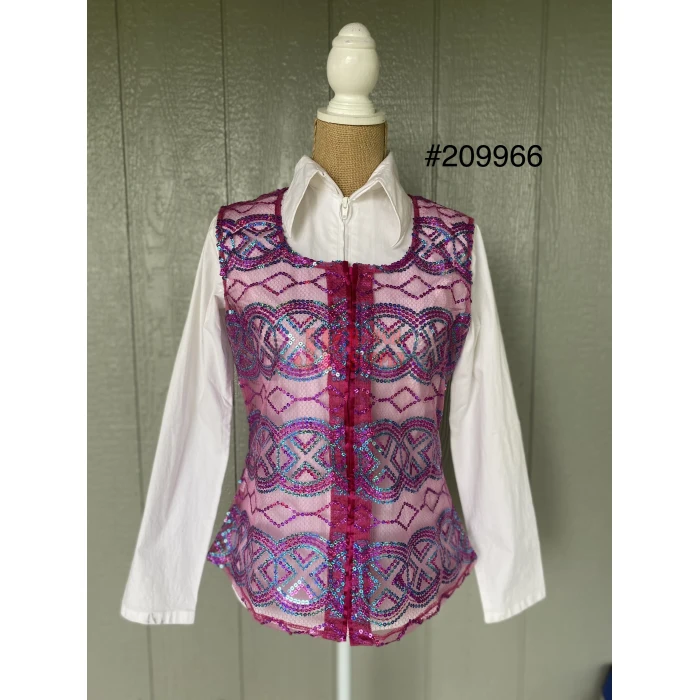 IMG-7002 RHC Ladies Pink & Turquoise Sequin Show Vest #209966 - Image 1