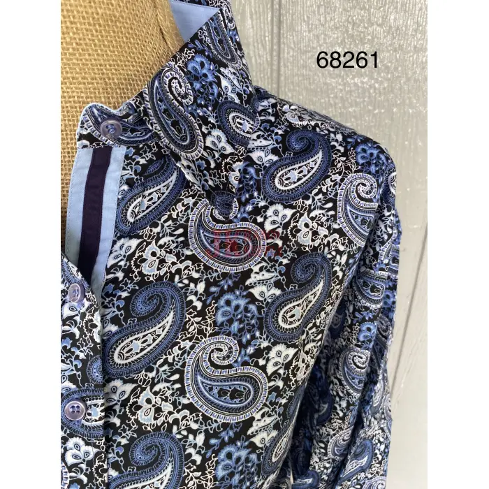 RHC Ladies Cotton Navy Paisley Show Shirt # 68261 - Image 3