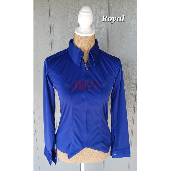 20230328_112715 (1) Lycra Ladies Western Show Shirt Mult. Colors N thru Y - Image 1