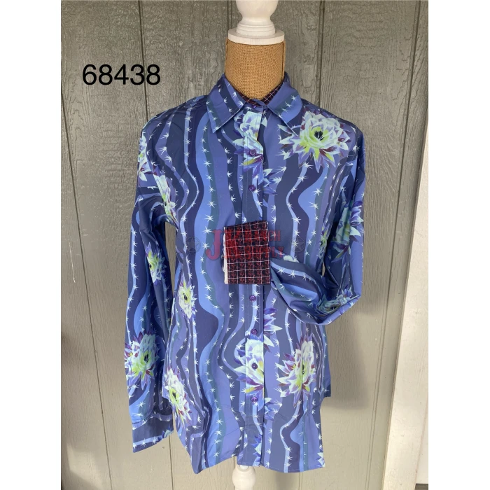 IMG_9350 RHC Ladies Lightweight Purple & Mint Floral Western Show Shirt #68438 - Image 1