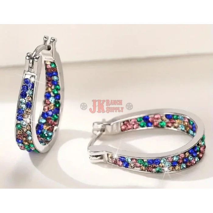 Western Stirrup Rhinestone Earrings - Image 1