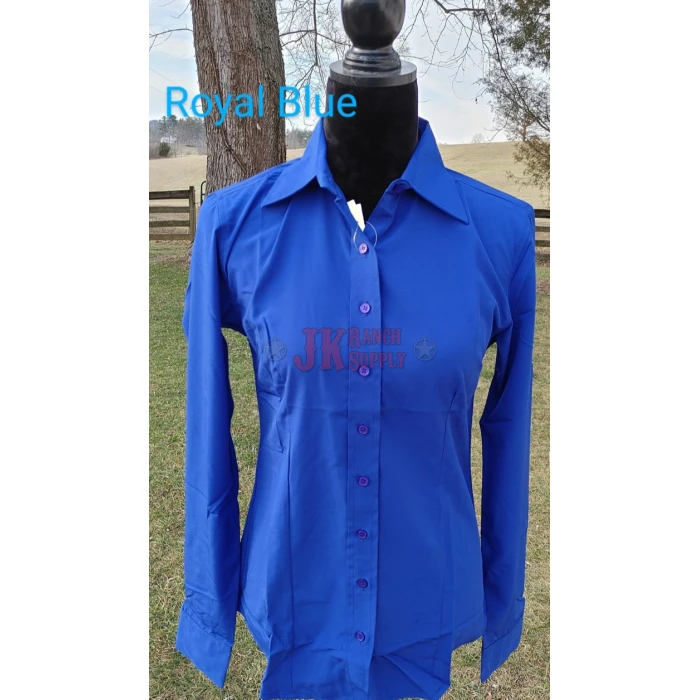 RHC Ladies Button Down Lightweight Solid Color Show Shirt #68343 - Image 6