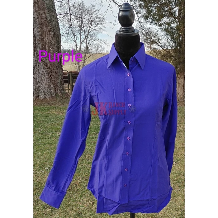 RHC Ladies Button Down Lightweight Solid Color Show Shirt #68343 - Image 3