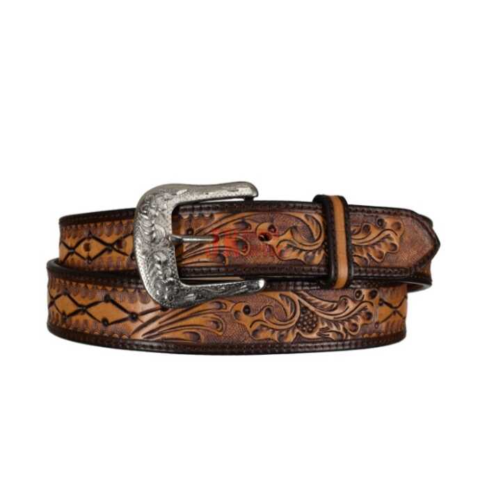 Diamond Leaf Leather Western Belt - Image 1