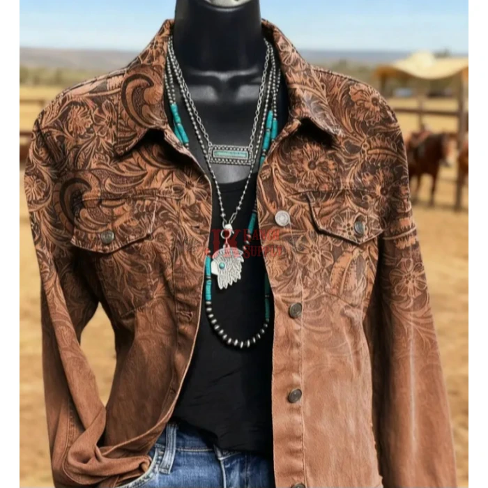 1000032505 Ladies Denim Print Jackets - Image 1